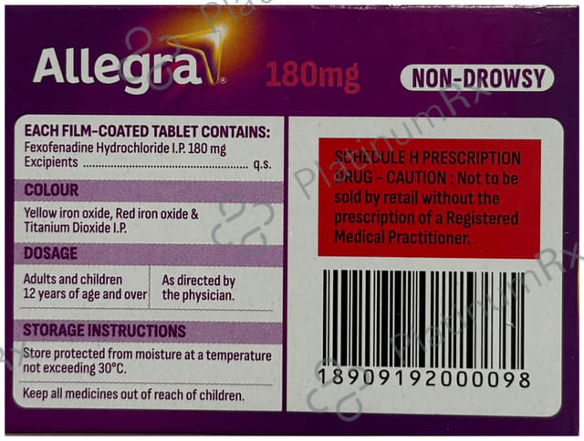 Allegra 180mg Tablet 10s