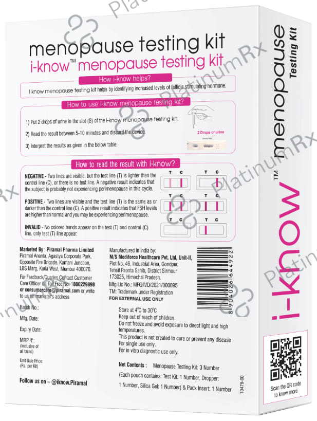 i Know Menopause Testing Kit 3s