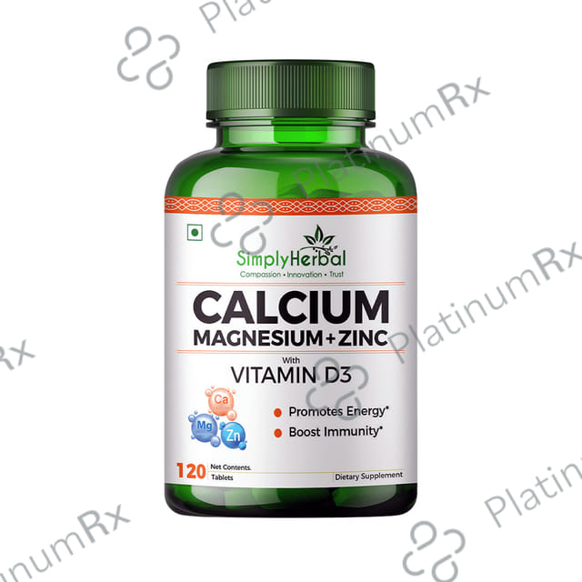 Simply Herbal Calcium + Magnesium + Zinc with Vitamin D3 for Bone Health - Tablet