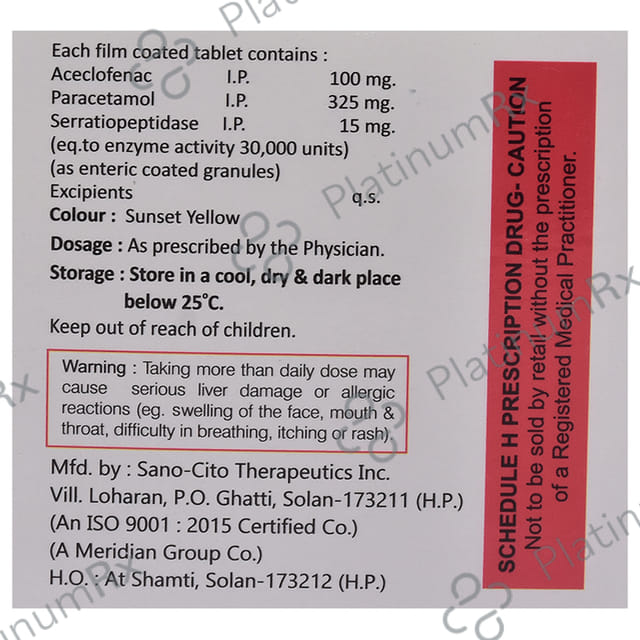 Zeero SP 100mg/325mg/15mg Tablet