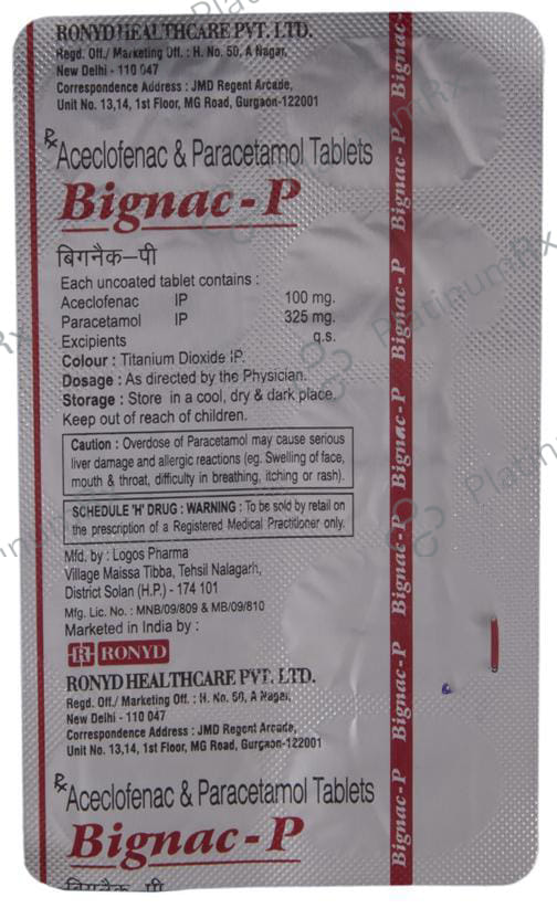 Bignac P 100/325mg Tablet 10s