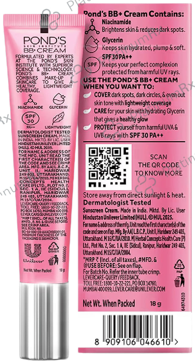Ponds BB+ Enriched Vitamin SPF 30 PA++ Cream 18gm