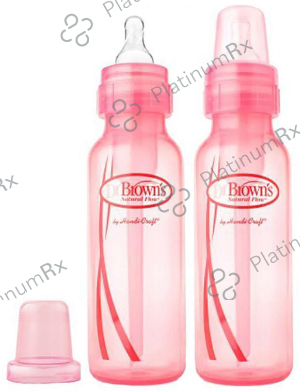 Dr Brown's Natural Flow Options Polypropylene Standard Neck Baby Feeding Bottle Pink