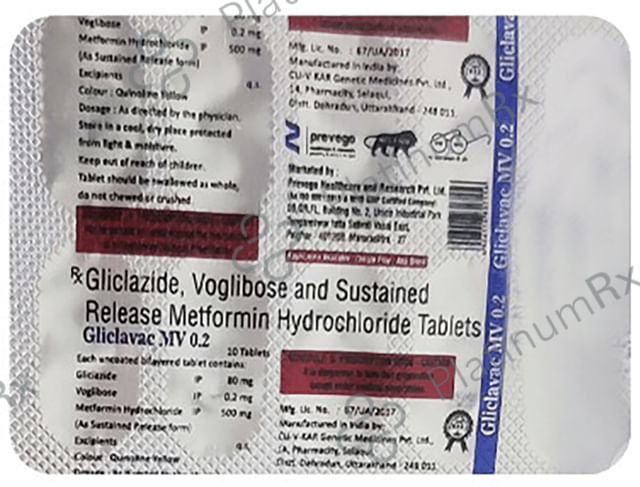 Gliclavac MV 0.2/500/80mg Tablet SR 10s