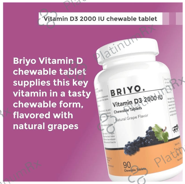 Briyo Vitamin D3 2000IU Chewable Tablet 90s