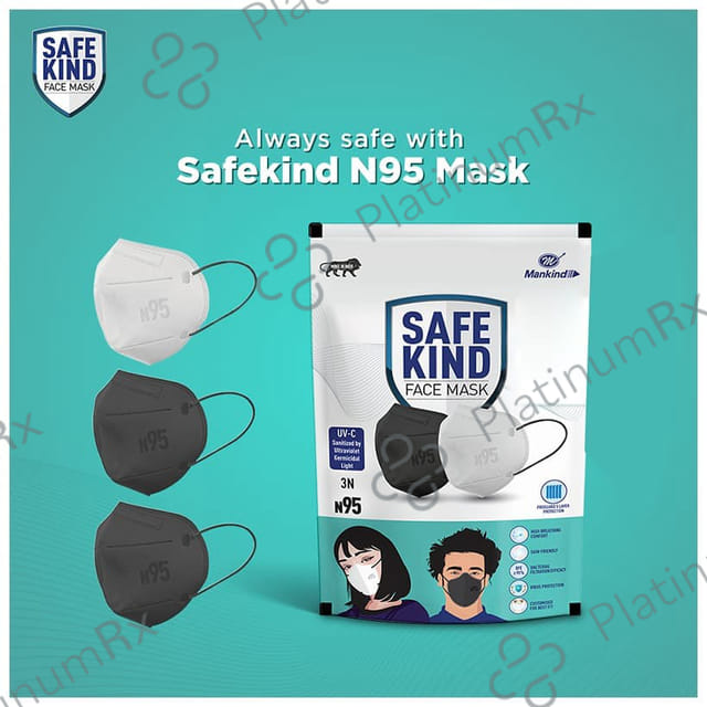 Safekind N95 Face Mask (2 Black & 1 White) 3s