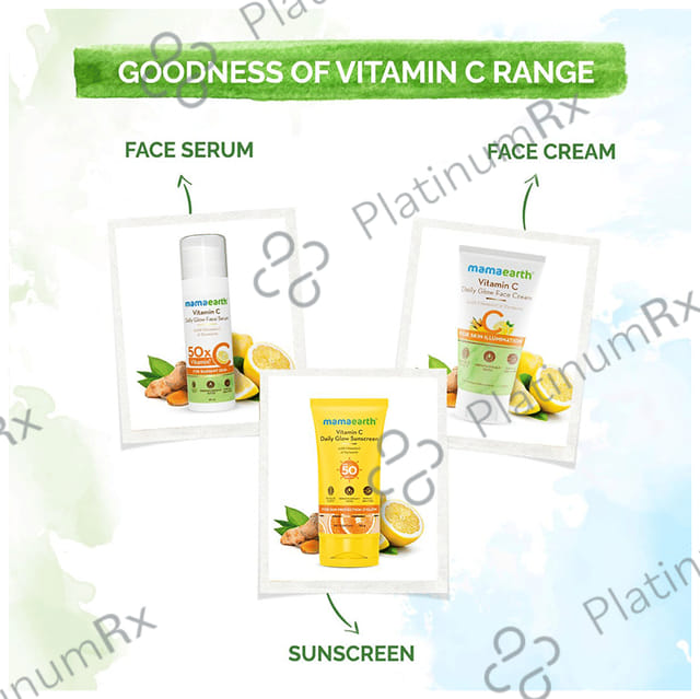 Mamaearth Vitamin C Daily Glow Sunscreen SPF 50 PA+++ Cream 50gm