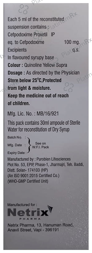 Cepronet 100mg Dry Syrup 30ml