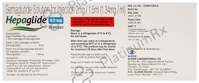 Hepaglide 0.5mg Injection (1 Multi-dose Disposable Pen,4 Needle,4 Alcohol Swab)