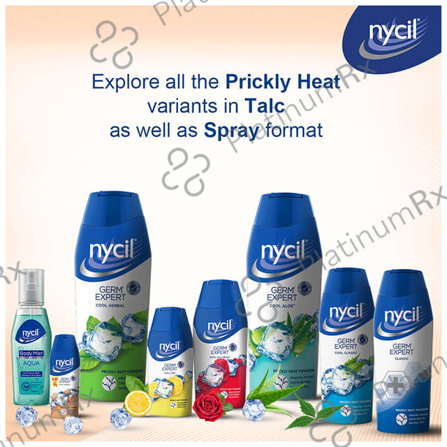 Nycil Germ Expert Cool Sandal Prickly Heat Powder with Nycil Cool Herbal 50gm Free