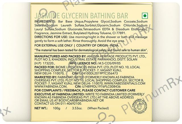Fabessentials Jasmine Glycerin Bathing Bar