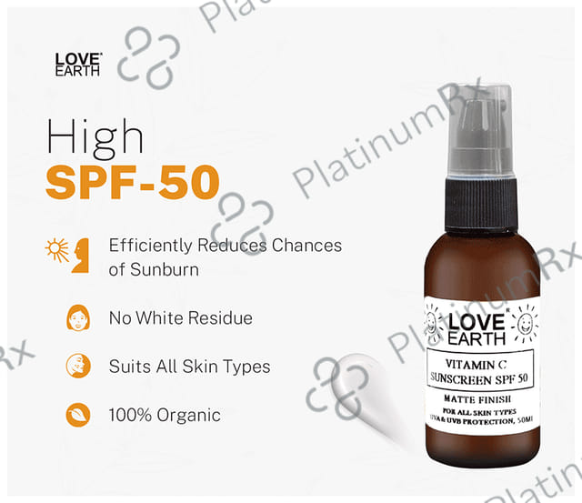 Love Earth Vitamin C Sunscreen SPF 50 Matte Finish Cream 50ml