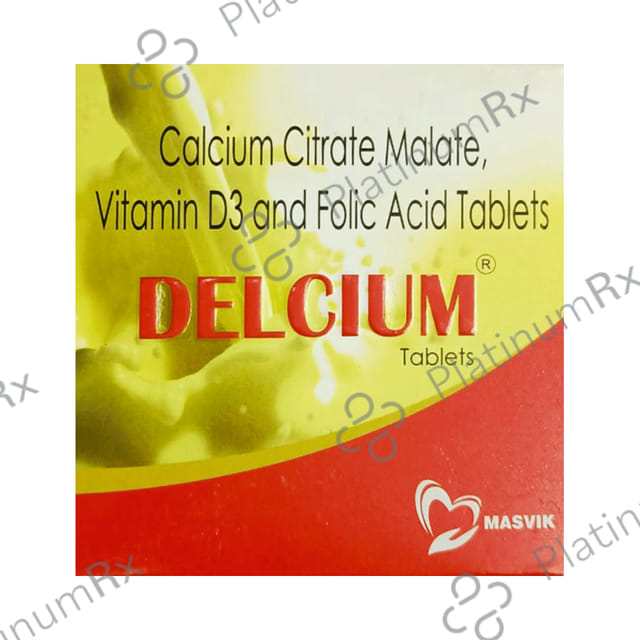 Masvik Delcium Calcium Citrate Malate Vitamin D3 & Folic Acid Tablet 10s
