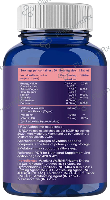 Carbamide Forte Melatonin 10mg with Tagar & Vitamin B6 - Natural and Safe Sleep Support - Tablet