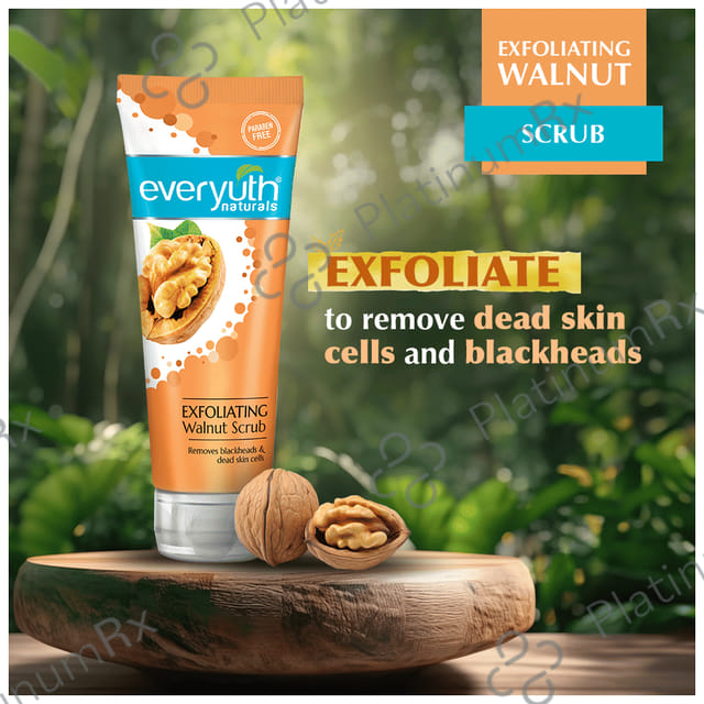 Everyuth Naturals Exfoliating Walnut for Blackheads & Dead Skin Cells - Paraben-Free - All Skin Types 200 gm