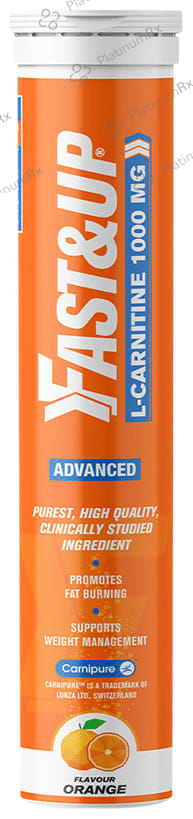 Fast&Up L-Carnitine Carnipure 1000mg - Effervescent Tablet for Weight & Fat Management - Flavour Orange 1 Bottle
