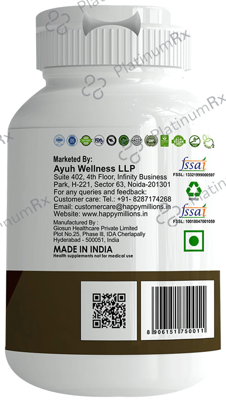 Happy Millions Arjuna Tablet - Cardio Protector & Healthy Heart - 60 tablets