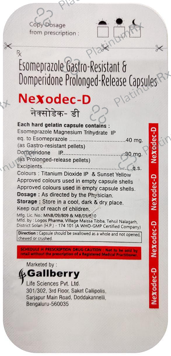 Nexodec D 30/40mg Capsule 10s