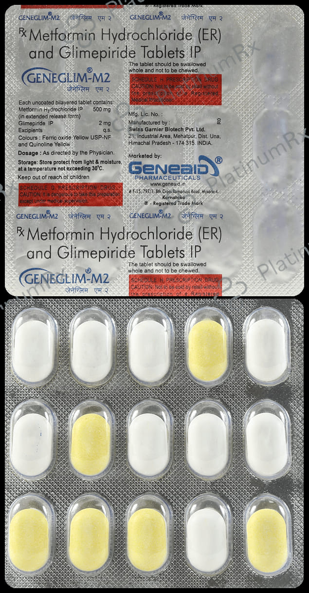 Geneglim M2 2/500mg Tablet ER 15s