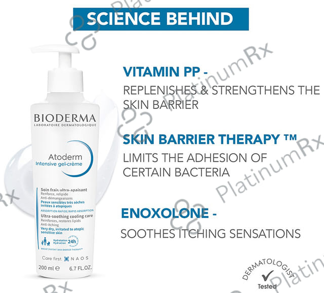 Bioderma Atoderm Intensive Gel - Ultra Soothing Cooling Care - For Very Dry, Irritated to Atopic Sensitive Skin 200 ml