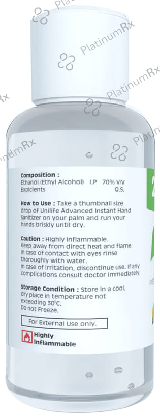 Unilife Advanced Instant Gel Hand Sanitizer Refreshing Lemon 60 Sanitizer