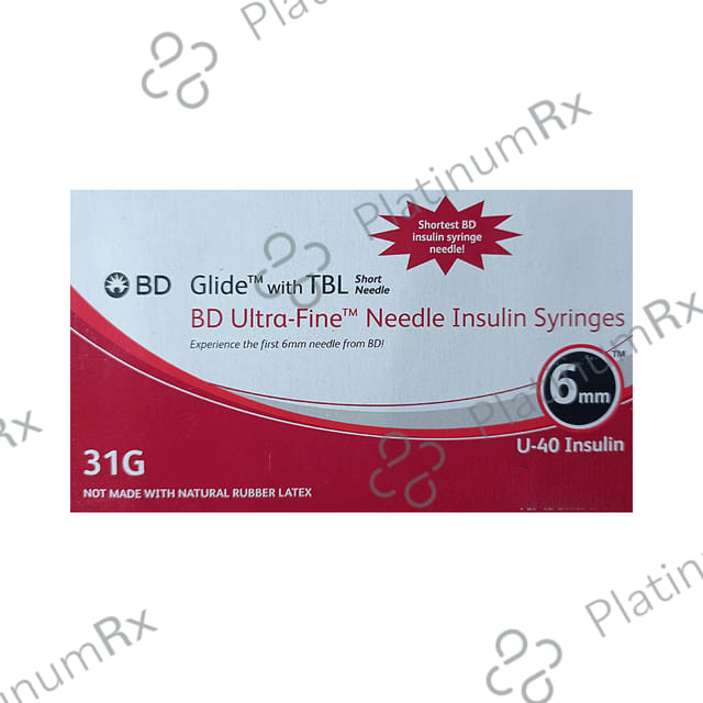 BD Glide with TBL Ultra Fine Needle Insulin Syringes U40 (31g x 6mm) 10s
