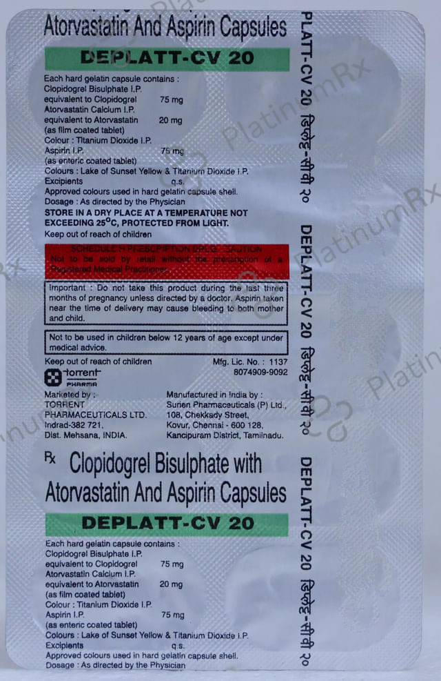 Deplatt CV 20/75/75mg Capsule 15s