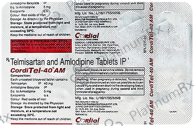 Corditel AM 40mg/5mg Tablet 15 Tablet