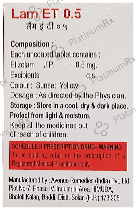 Lam ET 0.5mg Tablet 15s