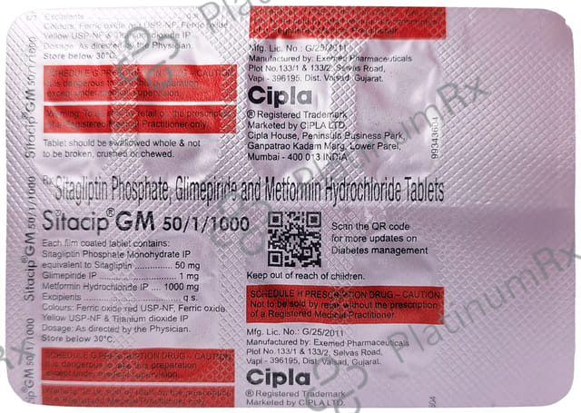 Sitacip GM 50mg/1mg/1000mg Tablet 10S