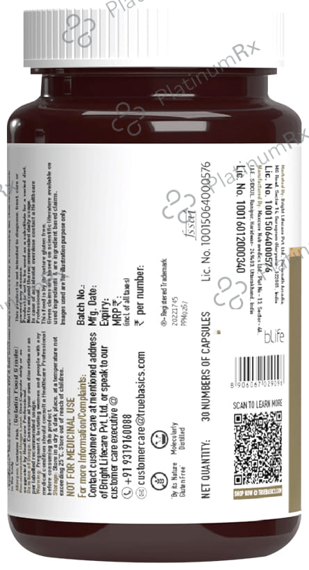 TrueBasics Ultra 1250mg Omega 3 with EPA & DHA for Heart, Joints & Eyes Health - Soft Gelatin Capsule 30 capsules