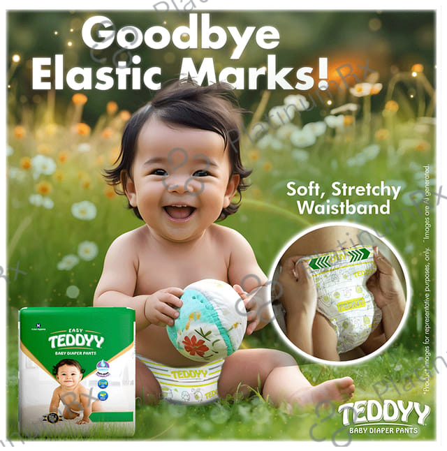 Teddyy Easy Baby Diaper Pants with Soft Elastic Medium 50s