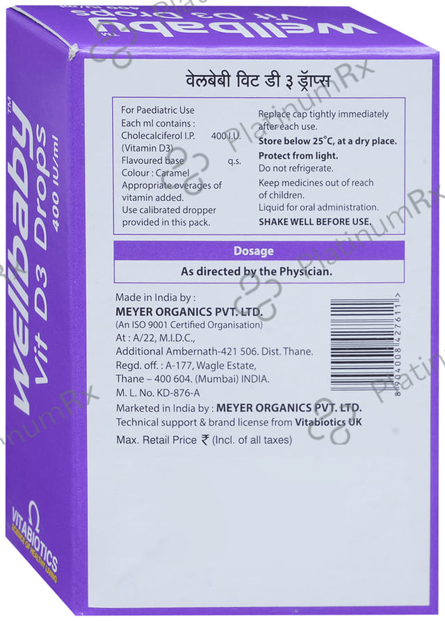 Wellbaby Vit D3 400IU Oral Drops 15ml