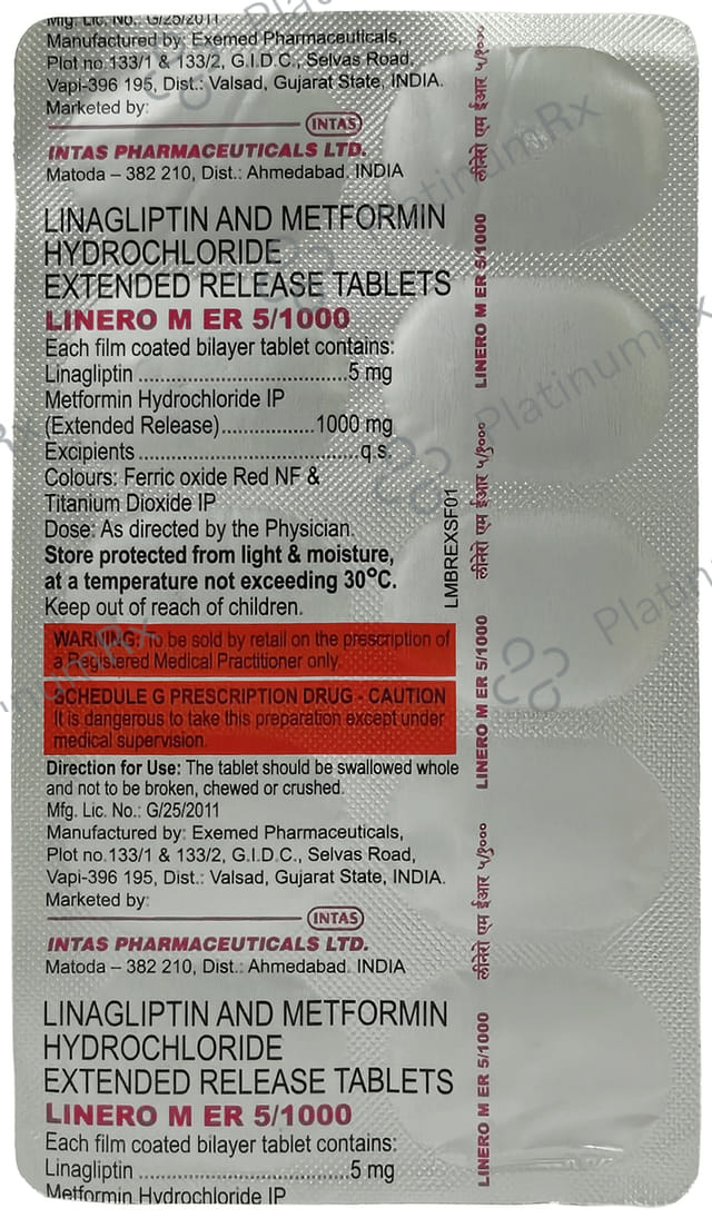 Linero M 1000mg/5mg Tablet ER 10s