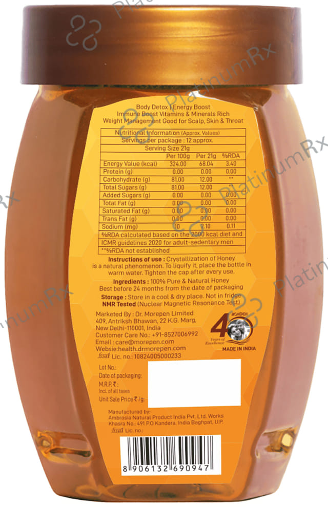 Dr. Morepen Pure & Natural Honey No Added Sugar 250gm