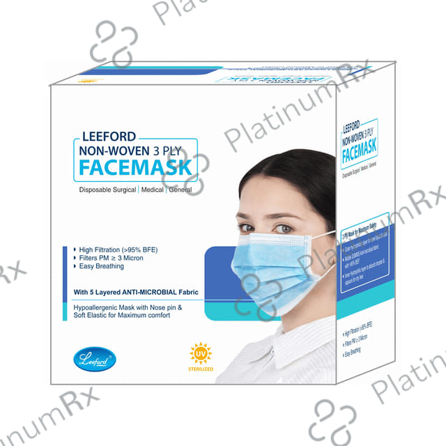 Leeford Non-Woven 3 Ply Facemask with 5 Layered Anti-Microbial Fabric 50 masks