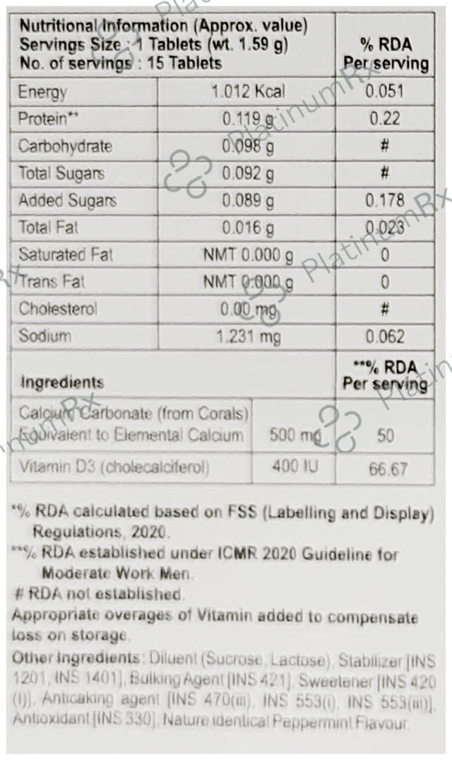Coecoral D3 Chewable Mint Tablet 15s
