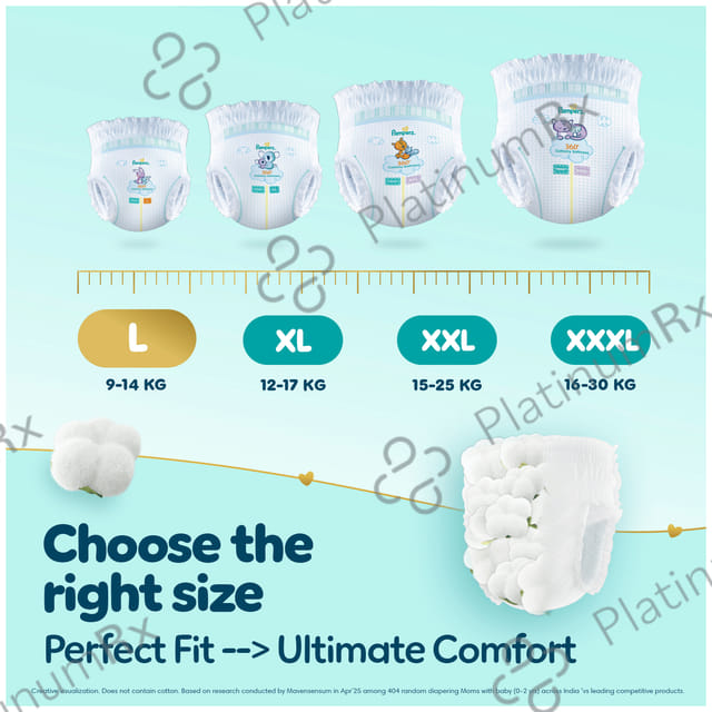 Pampers Premium Care Pants with Aloe Vera & Cotton-Like Softness - Size Large 44 diapers