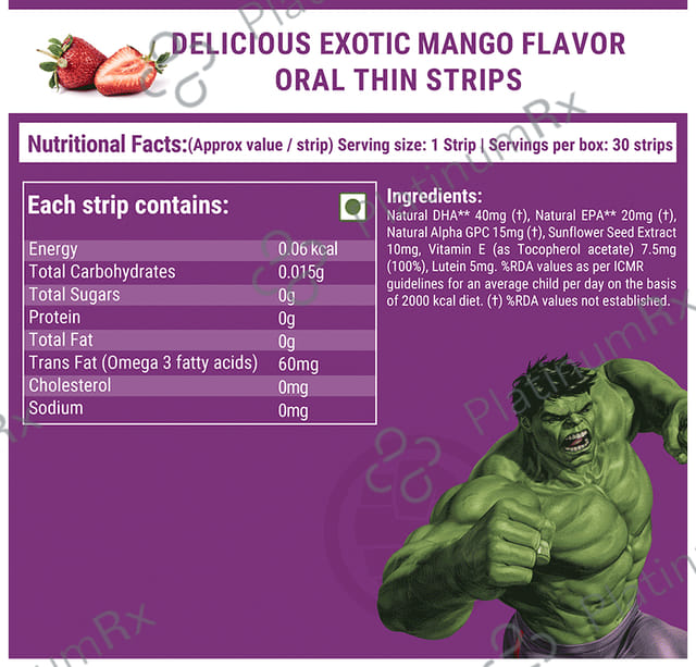 Wellbeing Nutrition Marvel Melts Into Mighty Omega Oral Thin Strip Age 6+ Strawberry Mint