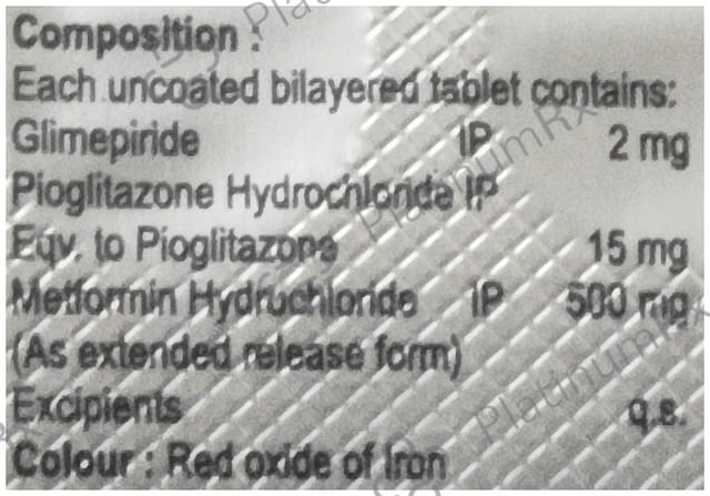 Glurest PM 2 mg/500 mg/15 mg Tablet