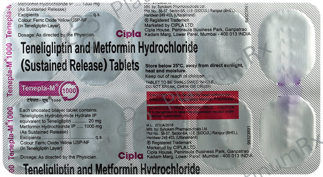 Tenepla M 1000/20mg SR Tablet 10s