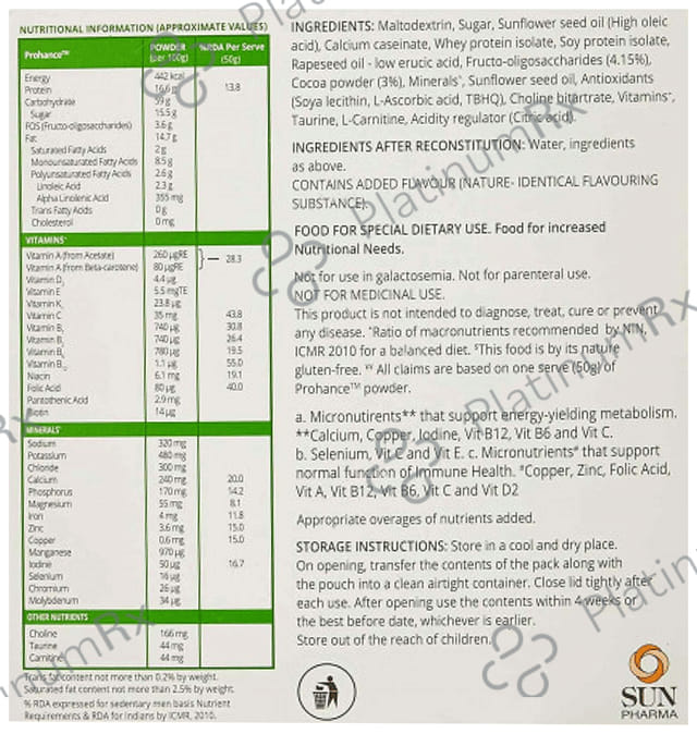 Prohance Protein Supplement Chocolate Flavour Powder 200gm