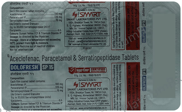 Dolofresh SP 100/325/15mg Tablet 10s