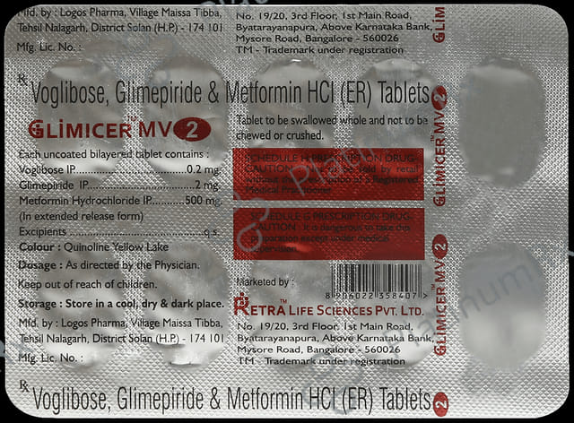 Glimicer MV 2/500/0.2mg Tablet ER 10s