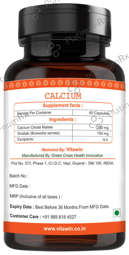 Vitawin Calcium 500mg Vegetarian Capsule