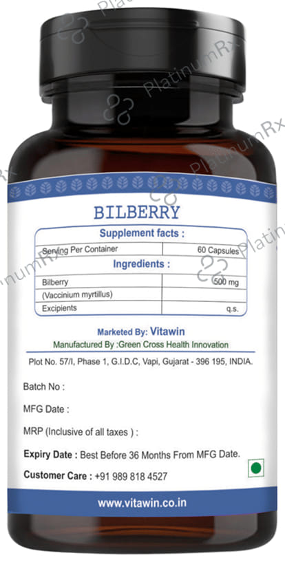 Vitawin Bilberry 500mg Vegetarian Capsule