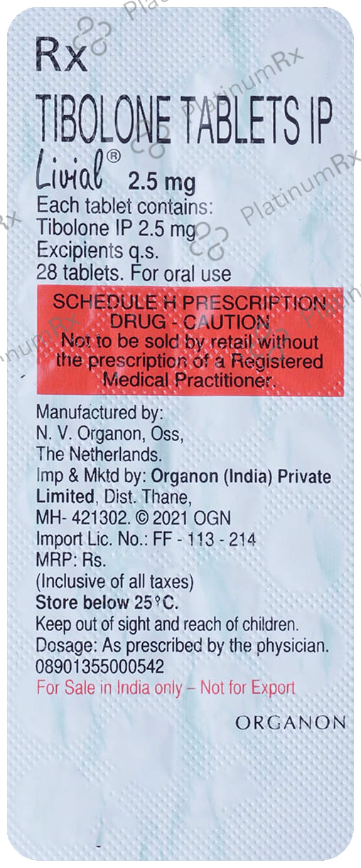 Livial 2.5mg Tablet 28s