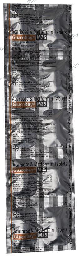 Glucobay M 25/500mg Tablet 10s