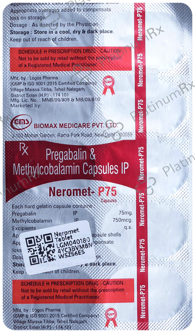Neromet P 75mg/750mcg Capsule 10s