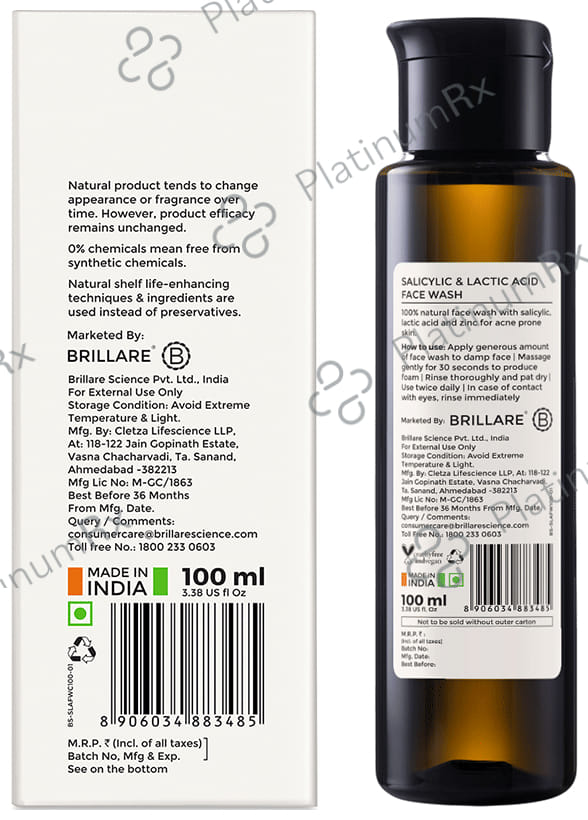 Brillare Salicylic & Lactic Acid Face Wash